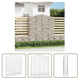 Schanskorf Decoratieve Tuinbarrière - 200 x 50 x 220/240 cm - Gegalvaniseerd IJzer Zilverkleurig