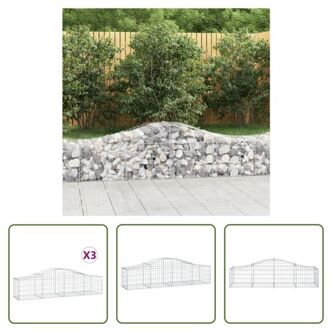 schanskorf - decoratieve tuinbarrière - 200 x 50 x 40/60 cm - gegalvaniseerd ijzer Zilverkleurig