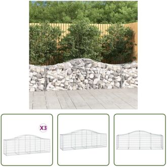 Schanskorf Decoratieve Tuinbarrière - 200 x 50 x 60/80 cm - Gegalvaniseerd ijzer Zilverkleurig