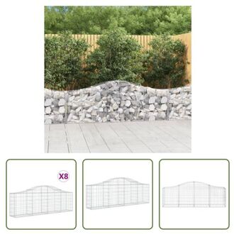 Schanskorf Decoratieve Tuinbarrière - 200x30x60/80 cm - Gegalvaniseerd IJzer Zilverkleurig