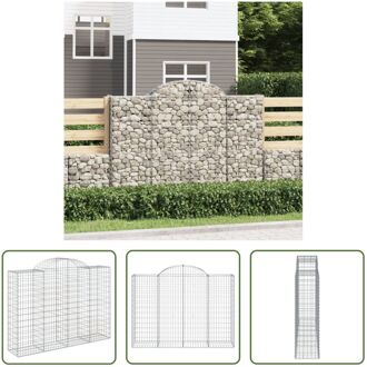 Schanskorf Decoratieve Tuinbarrière - 200x50x140/160 cm - Gegalvaniseerd IJzer Zilverkleurig