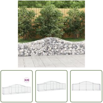 Schanskorf Decoratieve Tuinbarrière - 200x50x40/60 cm - Gegalvaniseerd Ijzer Zilverkleurig