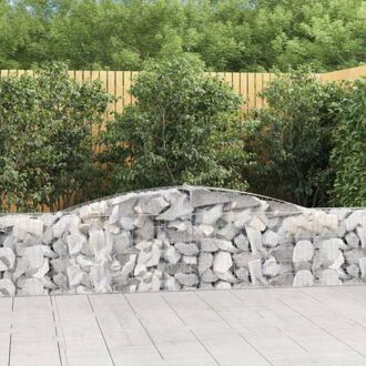 Schanskorf Decoratieve Tuinbarrière - 400 x 30 x 60/80 cm - Gegalvaniseerd - Stenen niet inbegrepen Zilverkleurig