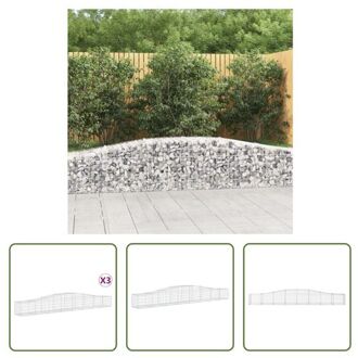 Schanskorf Decoratieve Tuinbarrière - 400 x 50 x 40/60 cm - Gegalvaniseerd ijzer Zilverkleurig