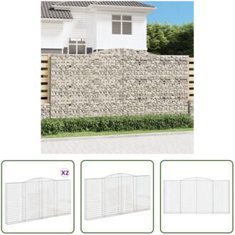 Schanskorf Decoratieve Tuinbarrière - 400x30x200/220 cm - Gegalvaniseerd Ijzer Zilverkleurig