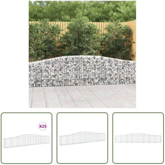 Schanskorf Decoratieve Tuinbarrière - 400x30x60/80 cm - Gegalvaniseerd IJzer Zilverkleurig