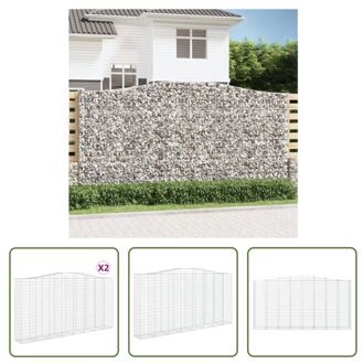 Schanskorf - Decoratieve Tuinbarrière - 400x50x200/220 cm - Gegalvaniseerd IJzer Zilverkleurig