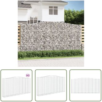 Schanskorf - Decoratieve tuinbarrière - Duurzaam gegalvaniseerd ijzer - 400x50x200/220cm - 3.5mm Zilverkleurig