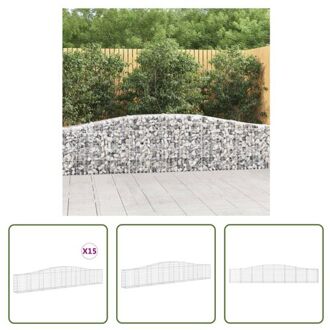 Schanskorf Decoratieve Tuinbarrières - 400x30x60/80 cm - Gegalvaniseerd IJzer Zilverkleurig