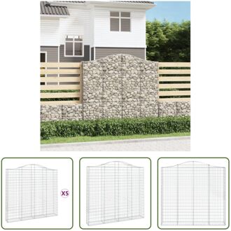 Schanskorf Gabion - 200 x 30 x 180/200 cm - Geluidsisolerend en Decoratief - Gegalvaniseerd IJzer Zilverkleurig