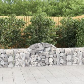 Schanskorf Gabion - 200 x 30 x 60/80 cm - Decoratieve geluidsisolerende tuinbarrière Zilverkleurig