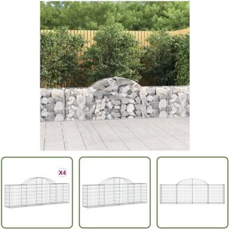 Schanskorf - Gabion - 200 x 30 x 60/80 cm - gegalvaniseerd ijzer Zilverkleurig