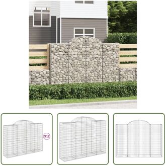 Schanskorf Gabion - 200 x 50 x 140/160 cm - Roestbestendig - Decoratieve tuinbarrière Zilverkleurig