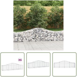 Schanskorf Gabion - 200 x 50 x 40/60 cm - Gegalvaniseerd ijzer - Decoratieve tuinbarrière Zilverkleurig