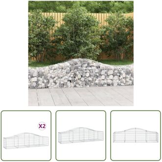 Schanskorf Gabion - 200 x 50 x 40/60 cm - Gegalvaniseerd ijzer Zilverkleurig