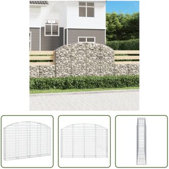 Schanskorf - Gabion - 200x30x120/140 cm - Decoratieve Geluidsisolerende Tuinbarrière Zilverkleurig