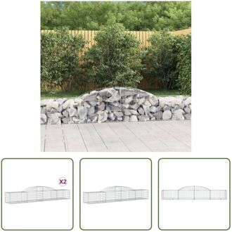 Schanskorf Gabion - 300 x 50 x 40/60 cm - Gegalvaniseerd ijzer - Decoratieve tuinbarrières Zilverkleurig