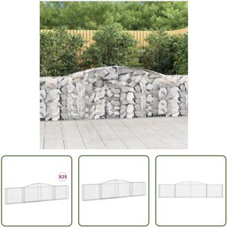 Schanskorf gabion - 400 x 30 x 80/100 cm - roestbestendig gegalvaniseerd ijzer - 25 stuks Zilverkleurig