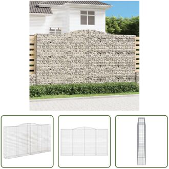 Schanskorf Gabion - 400 x 50 x 220/240 cm - Decoratieve Geluidsisolerende Tuinbarrière Zilverkleurig