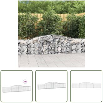 Schanskorf Gabion - 400 x 50 x 60/80 cm - Gegalvaniseerd IJzer - 10 stuks Zilverkleurig