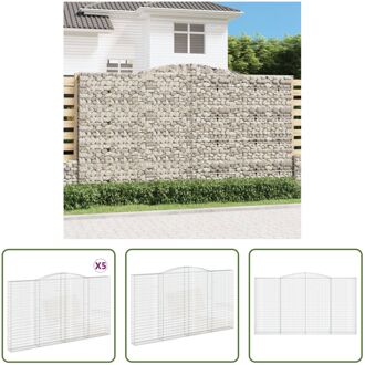 Schanskorf Gabion 400x30x220/240 cm - Decoratieve en geluidsisolerende tuinbarrière - Gegalvaniseerd Zilverkleurig