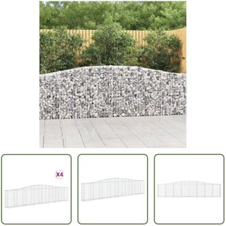 Schanskorf Gabion 400x30x80/100cm - Gegalvaniseerd ijzer - Decoratieve en geluidsisolerende Zilverkleurig