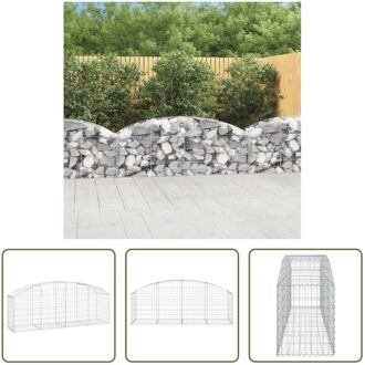 Schanskorf Gabion Muur - 200 x 50 x 60/80 cm - Gegalvaniseerd ijzer Zilverkleurig