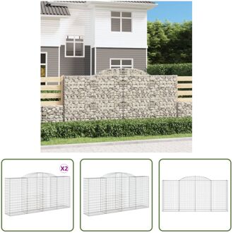 Schanskorf Gabion Muur - 300 x 50 x 140/160 cm - Zilver Zilverkleurig