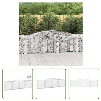 Schanskorf Gabion Muur - 400 x 30 x 100/120 cm - Roestbestendig - Stenen niet inbegrepen Zilverkleurig