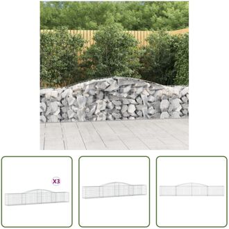 Schanskorf Gabion Muur - 400 x 50 x 60/80 cm - Gegalvaniseerd IJzer - 3.5mm Draad Zilverkleurig