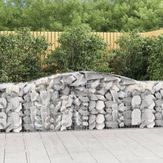 Schanskorf Gabion muur - 400 x 50 x 80/100 cm - decoratieve geluidsisolerende tuinbarrière Zilverkleurig