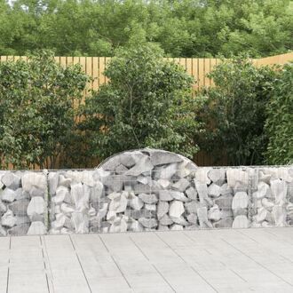Schanskorf - Gabion muur - Decoratieve geluidsisolerende tuinbarrière - 200 x 30 x 60/80 cm - Zilver - Zilverkleurig