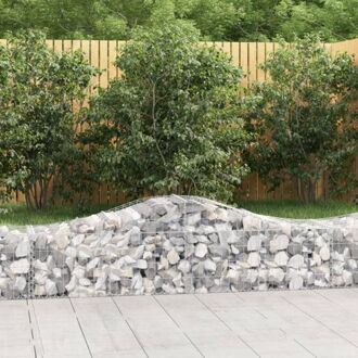 Schanskorf - Gabion muur - Decoratieve geluidsisolerende tuinbarrière - 200x50x40/60cm - Zilverkleurig