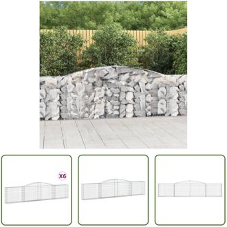 Schanskorf - Gabion Muur - Decoratieve Tuinbarrière - 400 x 30 x 80/100 cm - Gegalvaniseerd IJzer Zilverkleurig