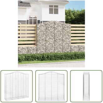 Schanskorf Gabion Wand 200 x 50 x 200/220 cm - Roestbestendig gegalvaniseerd ijzer - 3.5 mm draad Zilverkleurig