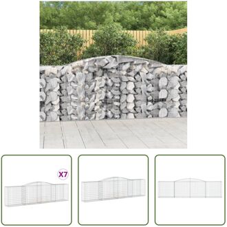 Schanskorf Gabionen - 400 x 50 x 100/120 cm - Gegalvaniseerd IJzer - Decoratieve Tuinbarrières Zilverkleurig