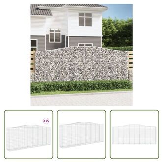 Schanskorf Gabionmuur - 400 x 50 x 160/180 cm - Geluidsisolerend - Gegalvaniseerd ijzer - Inclusief 15 Zilverkleurig