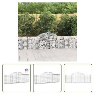 Schanskorf Gegalvaniseerd IJzer - 200 x 30 x 60/80 cm - Decoratieve Tuinbarrière Zilverkleurig