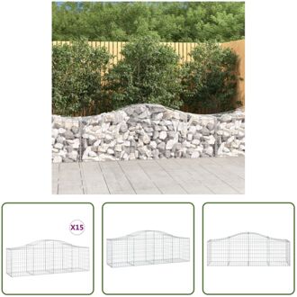 Schanskorf - Gegalvaniseerd ijzer - 200 x 50 x 60/80 cm - Stenen niet inbegrepen Zilverkleurig