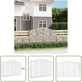 Schanskorf Gegalvaniseerd Ijzer 200x30x120/140cm - Decoratieve Tuinbarrière Zilverkleurig