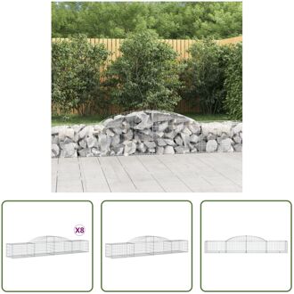 Schanskorf - Gegalvaniseerd IJzer 300 x 50 x 40/60 cm - Decoratieve Tuinbarrière Zilverkleurig