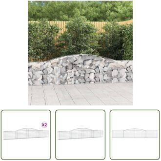 Schanskorf Gegalvaniseerd Ijzer - 400 x 30 x 60/80 cm - Decoratieve Tuinbarrière Zilverkleurig