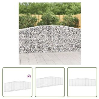 Schanskorf Gegalvaniseerd IJzer - 400 x 50 x 100/120 cm - Decoratieve Tuinbarrière Zilverkleurig