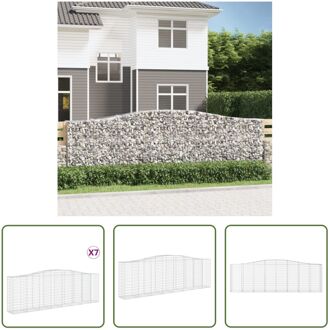 Schanskorf - Gegalvaniseerd IJzer - 400 x 50 x 120/140 cm - Decoratieve Tuinbarrière Zilverkleurig