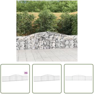 Schanskorf Gegalvaniseerd IJzer - 400x30x60/80 cm - Decoratieve Tuinbarrière Zilverkleurig