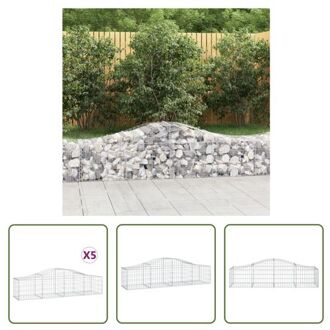 Schanskorf Gegalvaniseerd IJzer - Decoratieve Tuinbarrière - 200x50x40/60 cm - Duurzaam materiaal - Zilverkleurig