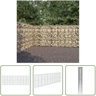 Schanskorf Mand - Gabion - 600x30x200 cm - RVS - Weerbestendig Zilverkleurig