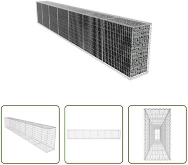 Schanskorf Wand - 600 x 50 x 100 cm - RVS - Weerbestendig Galv - 10x5 / 10x10 cm Gaas - 3.5mm Diameter Zilverkleurig