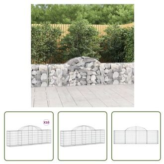 Schanskorfset - 200 x 30 x 60/80 cm - Gegalvaniseerd ijzer - Decoratieve tuinbarrières Zilverkleurig