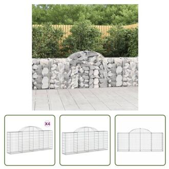 Schanskorfset - 200 x 30 x 80/100 cm - Gegalvaniseerd ijzer - Decoratieve tuinbarrières Zilverkleurig